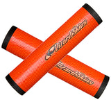 DSP 30.3 mm Grips for Bikes & Scooters featuring two orange sticks with black handles, designed for comfort and lightweight performance with DuraSoft Polymer and feather-lite lock tape technology.