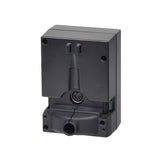 Low Voltage Motor Control Box for Heat & Massage Infinite Motor Pride Lift Chairs (ELEASMB3616), featuring a black box with a circular hole and a black cover, essential for specific Pride Mobility lift chairs.