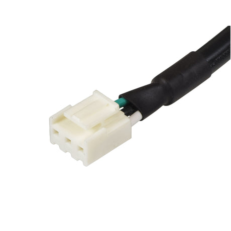 7' Low Voltage Connection Cable for Pride Lift Chairs with Heat & Massage (HARUSHD2443) - close-up of a black and white electrical cable with a white plastic connector for motor and transformer connection.