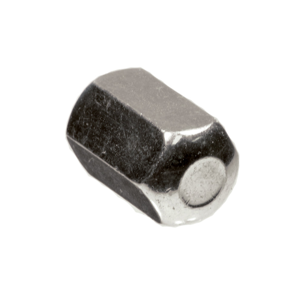 Close-up of the Wheel Lug Nut for the Pride Pursuit and Pursuit XL mobility scooters, showcasing its metal finish and threading detail. Essential for both front and rear wheel assemblies, sold individually.