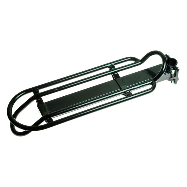 Luggage Rack for the Razor EcoSmart Metro electric scooter, featuring a sturdy black metal frame, designed for easy assembly with included screws. Compatible with all versions of the Razor EcoSmart Metro.