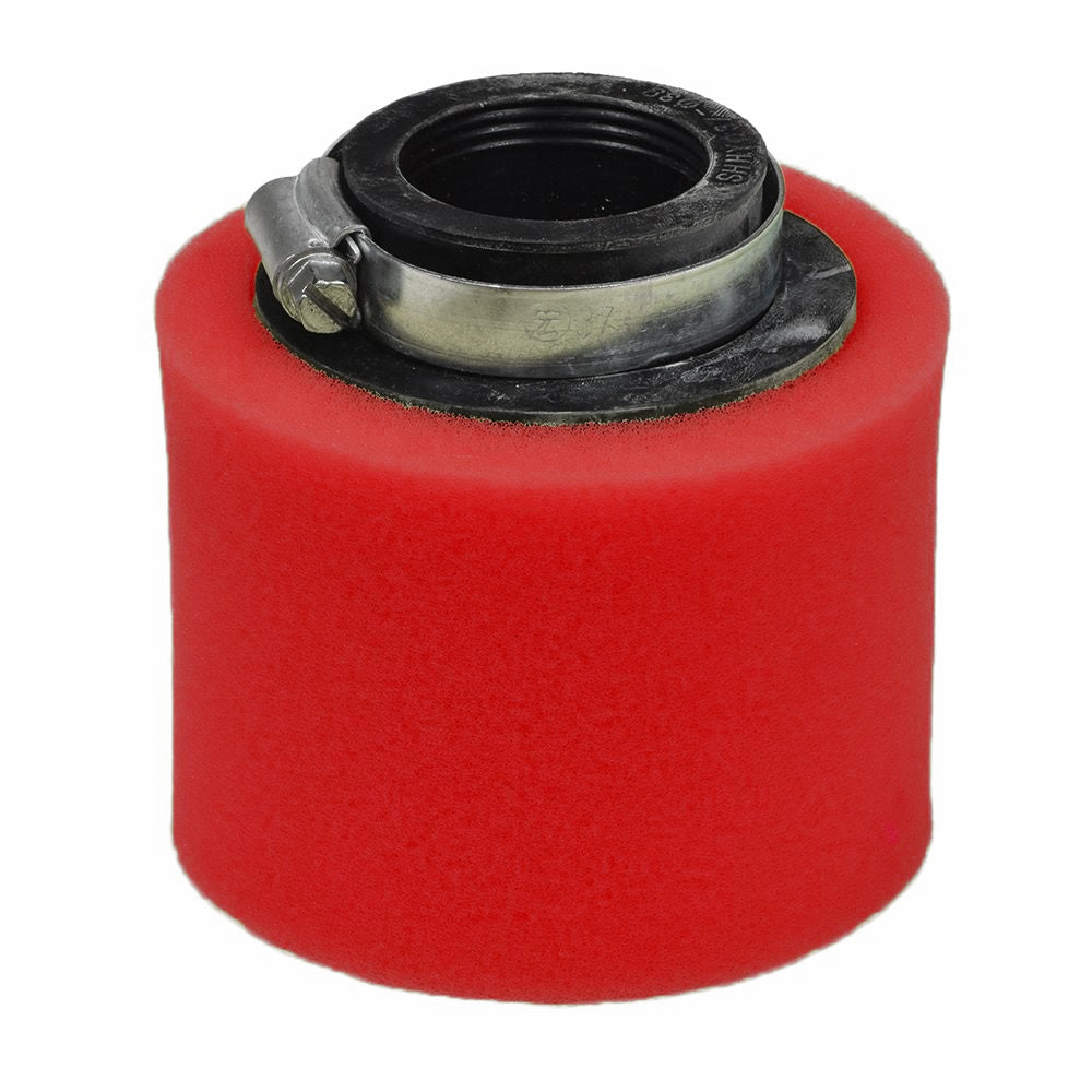 39 mm 2-Part Foam Performance Air Filter for 125cc/150cc ATVs, Dirt Bikes, Go-Karts, & Scooters, featuring a cylindrical shape with a removable outer foam filter and a metal mounting ring.