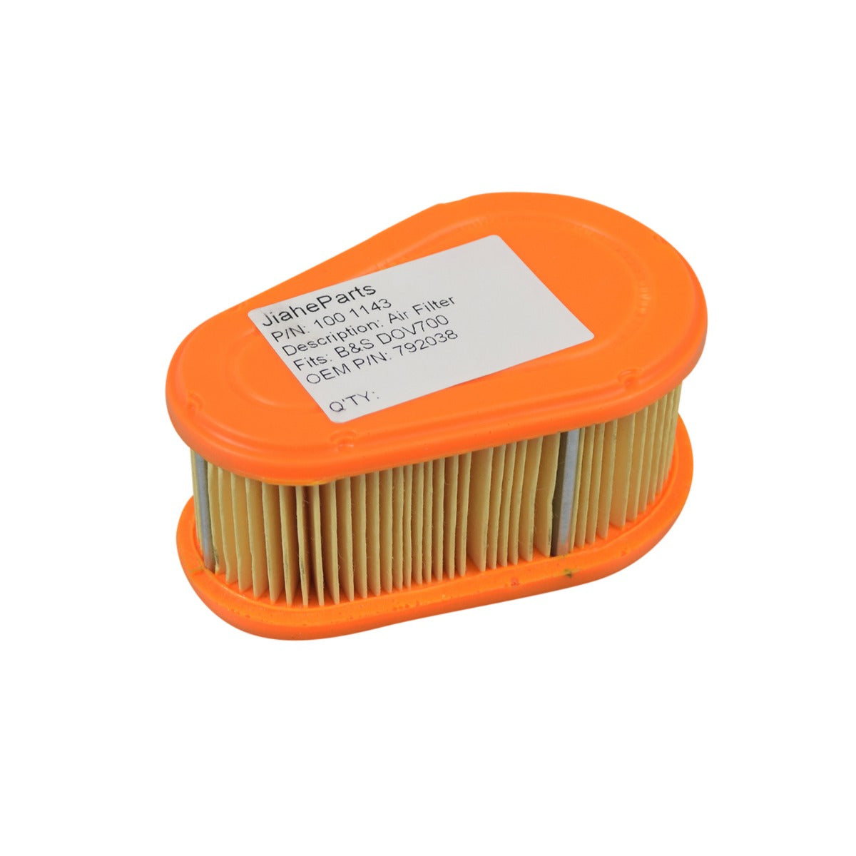 Air Filter (792038) for Briggs & Stratton DOV 700 Engines, featuring a visible white label and close-up view of the filter elements, designed to prevent dirt and dust from entering the engine.