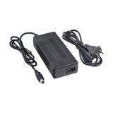 42 Volt Coaxial Battery Charger for Bird Electric Scooters, featuring a black power supply with a plug-in coaxial connector and attached wires.