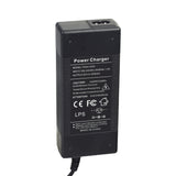 42 Volt Coaxial Battery Charger for Bird Electric Scooters, featuring a black power charger with an attached cord, multi-color LED indicators, and a coaxial barrel plug for efficient and quick charging.