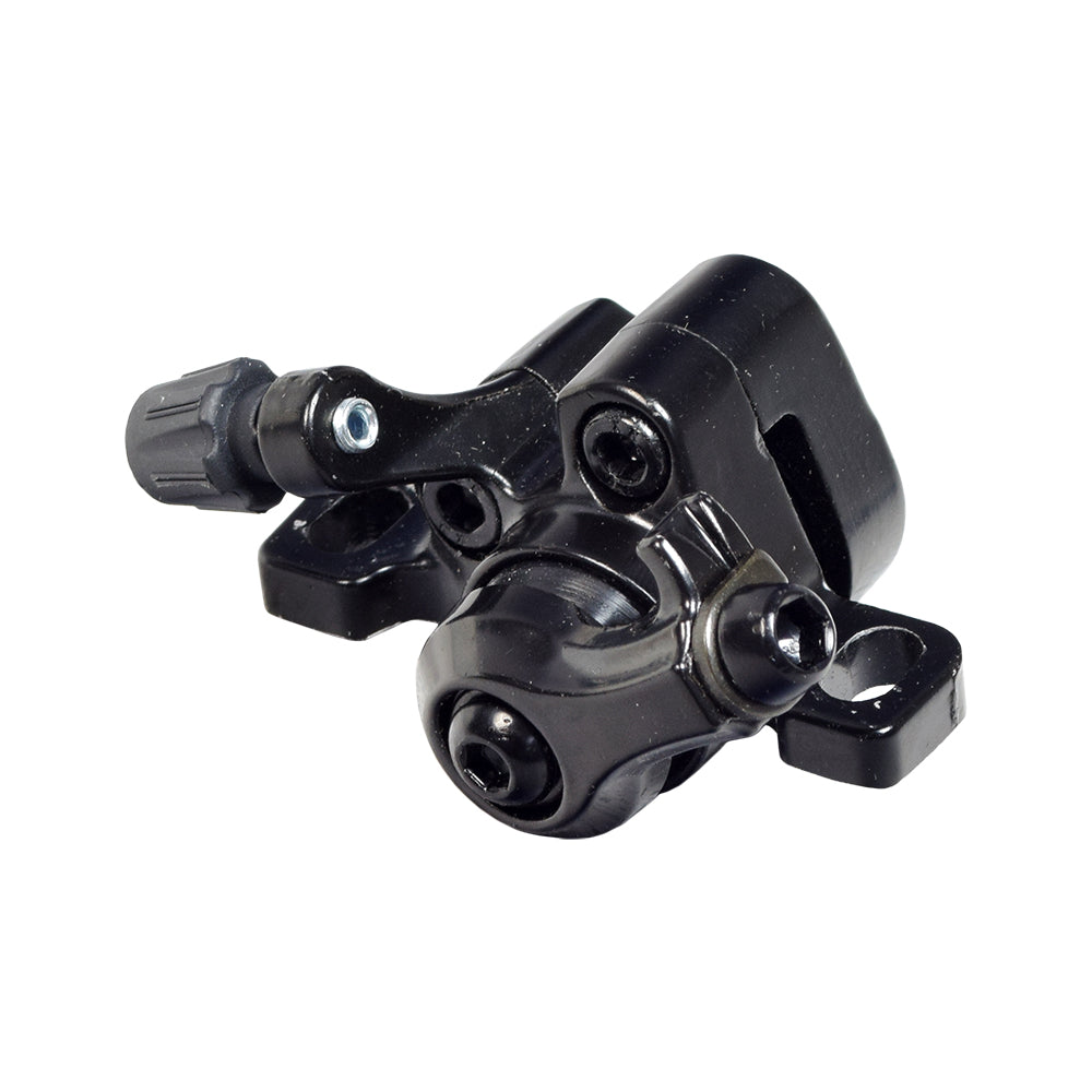 Brake Caliper for GOTRAX Electric Scooters: A close-up of a black metal caliper with screws, designed for seamless installation and efficient braking on the rear wheel.