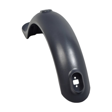 Rear Fender for the Xiaomi Mi M365 electric scooter, a black plastic object with a hole, designed to prevent mud splashes and secure the handlebar in a folded position.