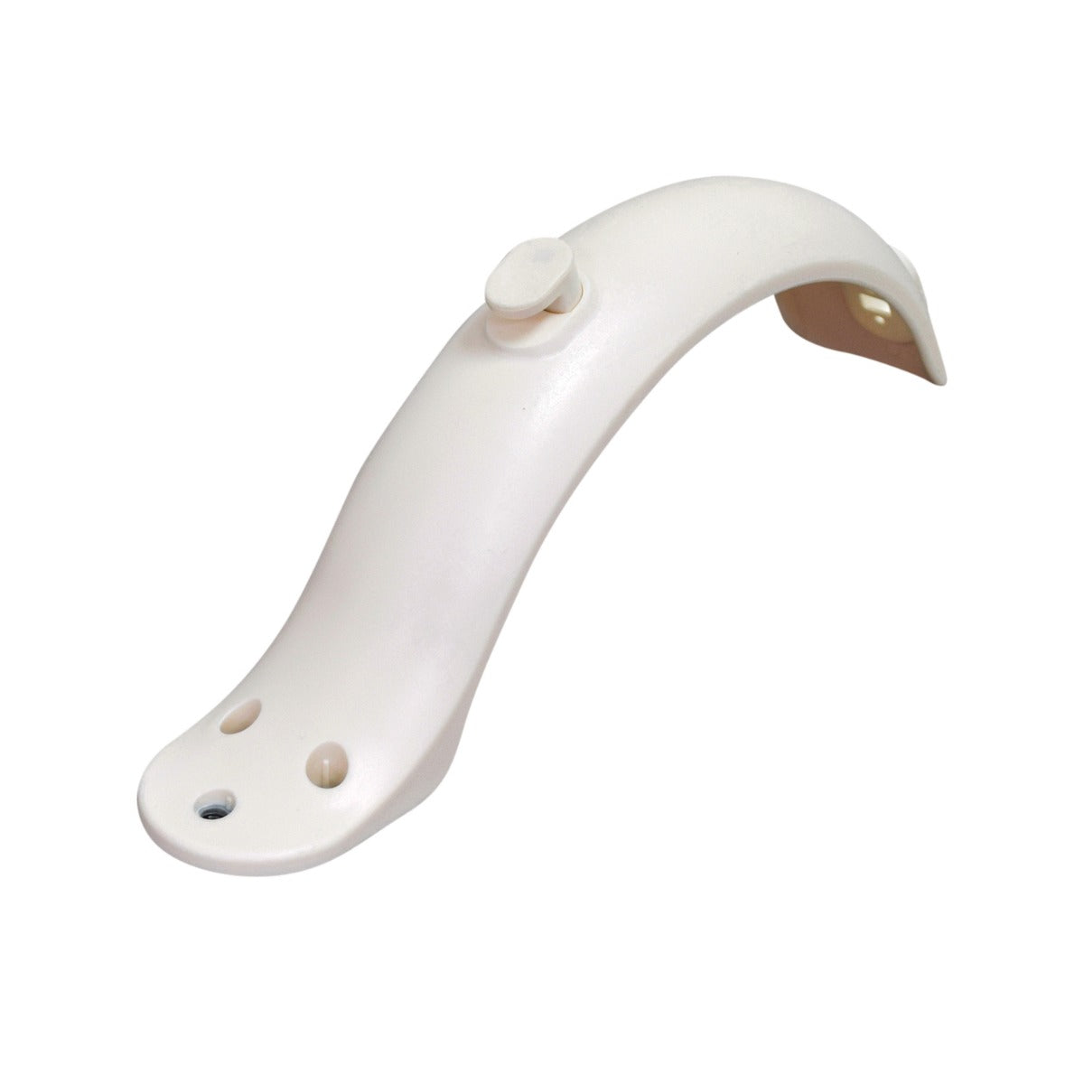 Rear Fender for the Xiaomi Mi M365 electric scooter, a white plastic component with a screw and button, enabling the handlebar to lock in place when folded.