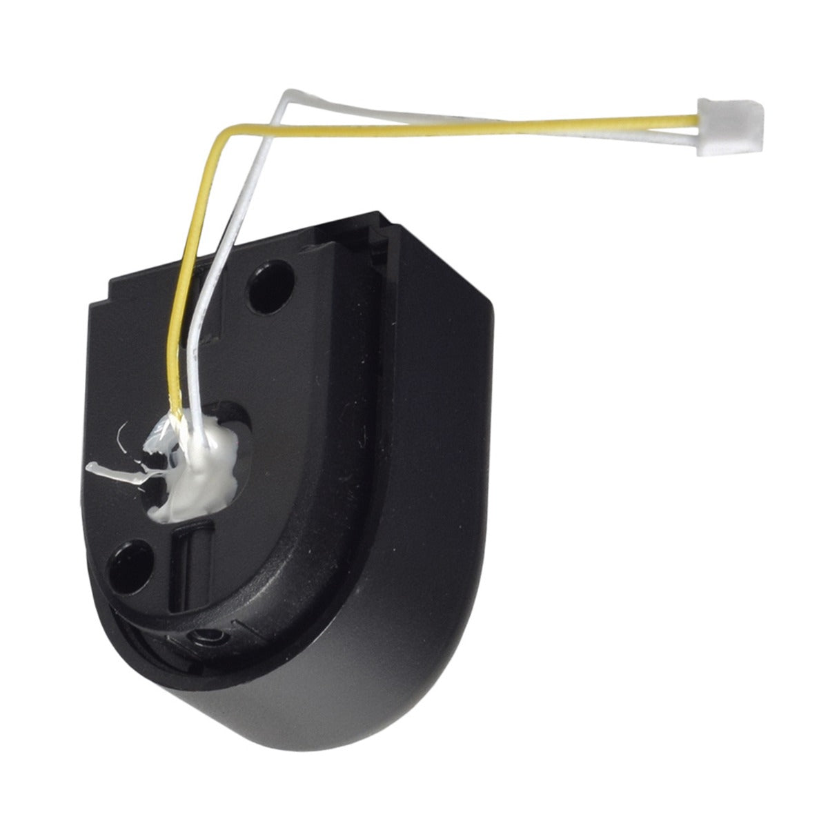 Headlight for the Xiaomi Mi M365 electric scooter, featuring a black device with white and yellow wires, part of the console assembly with a 4 2-wire harness.