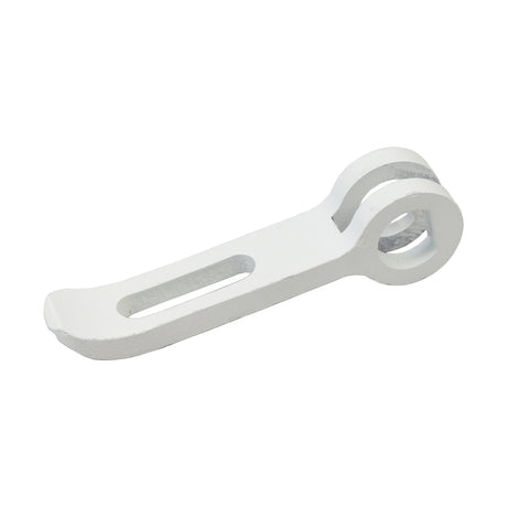 Folding Handlebar Lever for the Xiaomi Mi M365 electric scooter, shown as a white metal tool with multiple holes for unlocking the handlebar's folding mechanism, compatible with M365 clones like Lyft and Spin scooters.