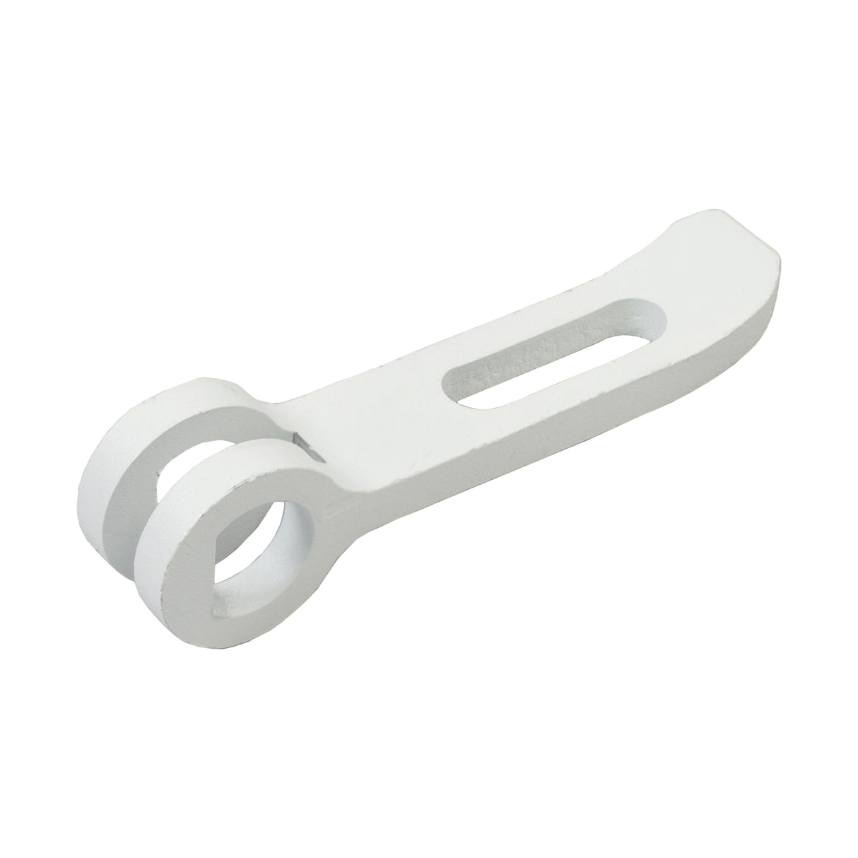 Folding Handlebar Lever for the Xiaomi Mi M365 electric scooter, shown as a white metal tool with circular holes, designed to unlock the handlebar's folding mechanism.