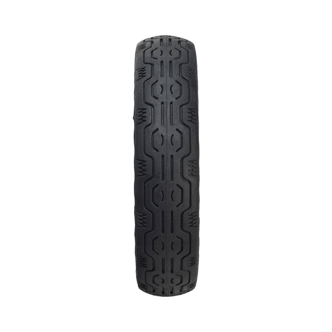 8.5x 2 Solid Honeycomb Tire for the Xiaomi Mi M365, featuring a patterned tread and open holes around the radius for shock absorption, designed for flat-free riding on electric scooters.