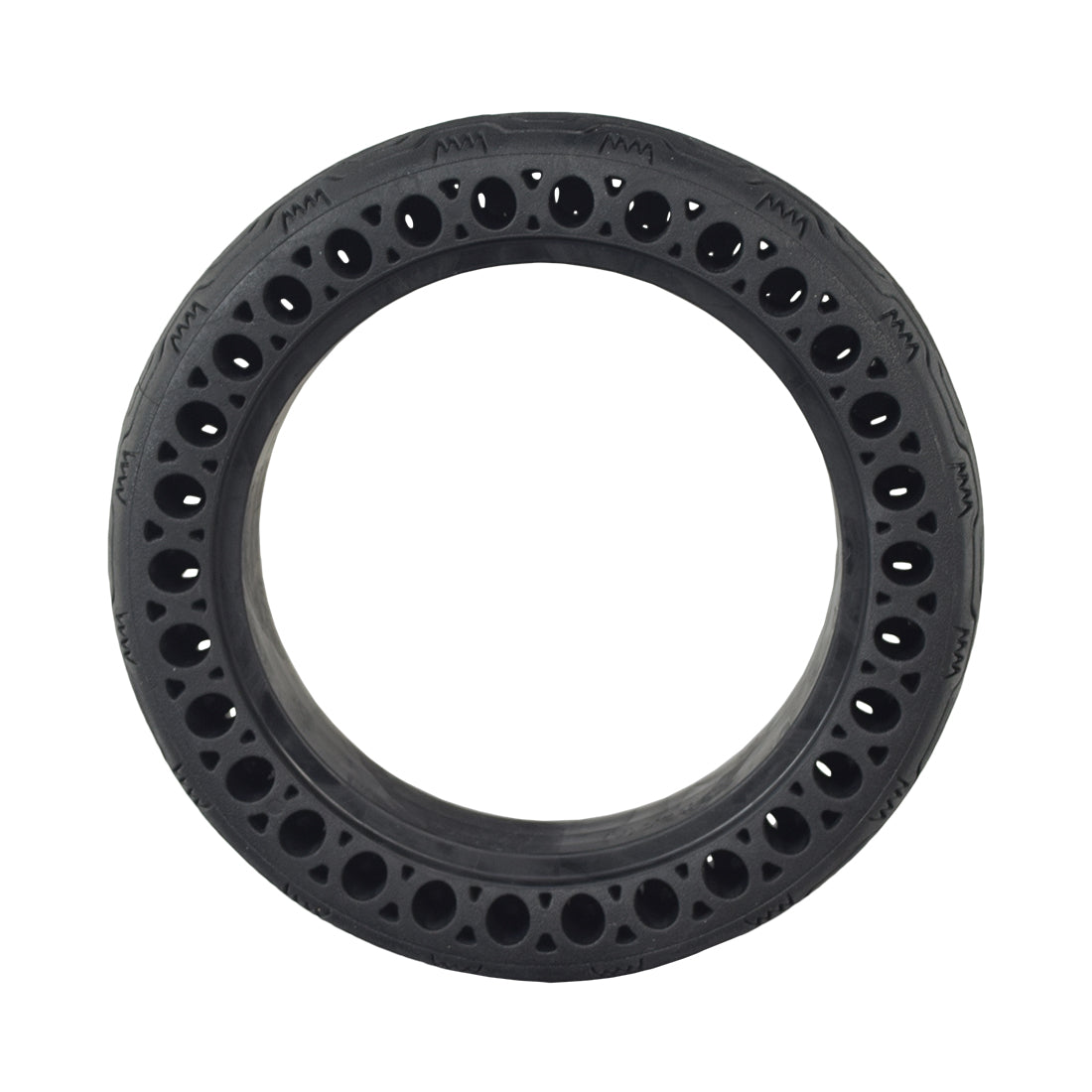 8.5x 2 Solid Honeycomb Tire for the Xiaomi Mi M365, featuring multiple open holes around the radius for shock absorption, designed to prevent flats.