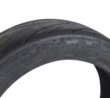 Close-up of a tubeless tire for the Ninebot MAX G30 scooter, showcasing the detailed tread pattern and air-tight bead, designed to minimize bumps and vibrations for a smoother ride.