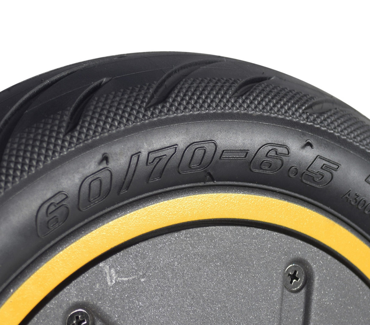 Close-up of the Hub Motor & Rear Wheel with Solid Tire for the Ninebot MAX G30 Scooter (Blemished), showing detailed tire treads and a minor axle blemish.