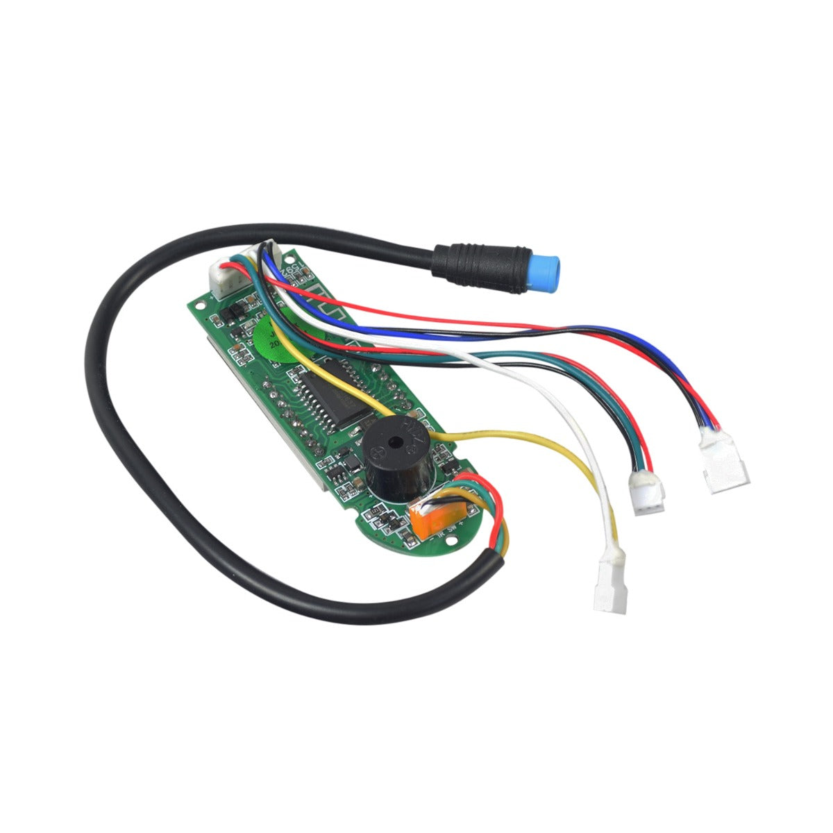 Bluetooth Board & Harness for the Ninebot MAX G30 Scooter, showing a green circuit board with attached wires and connectors, essential for replacing damaged parts and displaying riding information via an LED panel.