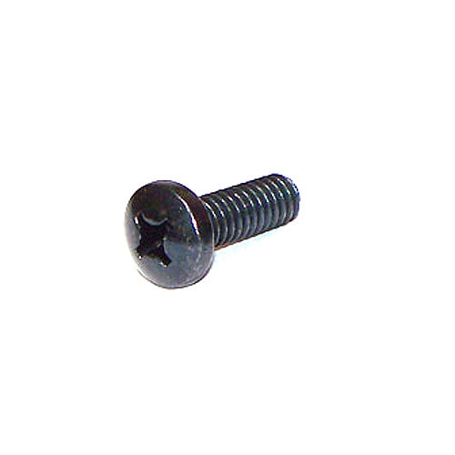 M3-.5x10 mm Black Pan Head Machine Screw (SCRPPH1148) close-up, showcasing its star-shaped head and metal threads, commonly used in mobility scooters and power chairs for securing various components.