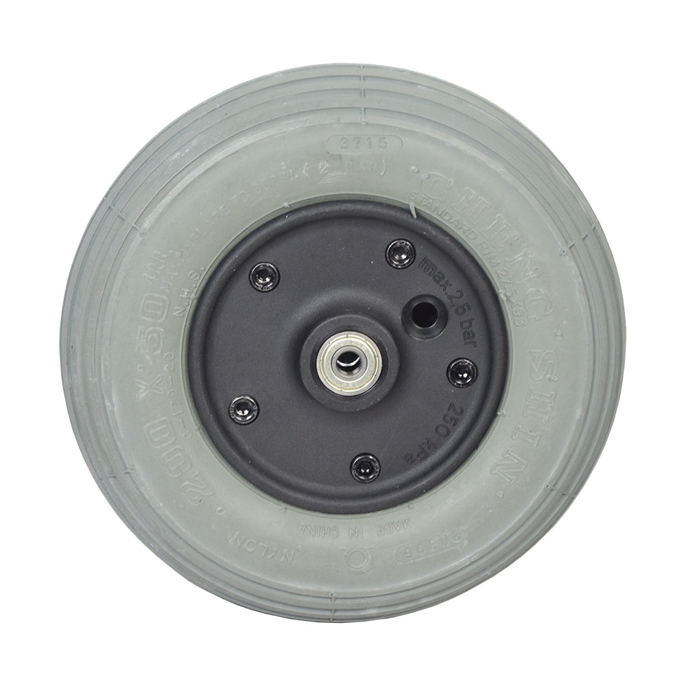 8x2 (200x50) Front Caster Wheel Assembly for the Rascal 312 Turnabout, featuring a black rim and rounded edges, suitable for power chair mobility.