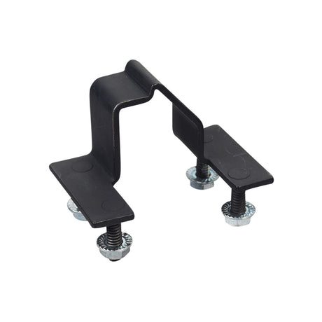 Drive Train Steel Clamp for the Rascal 240 Deluxe, black metal with visible screws, designed to secure the transaxle drivetrain. Light rust or discoloration may be present but does not affect performance.