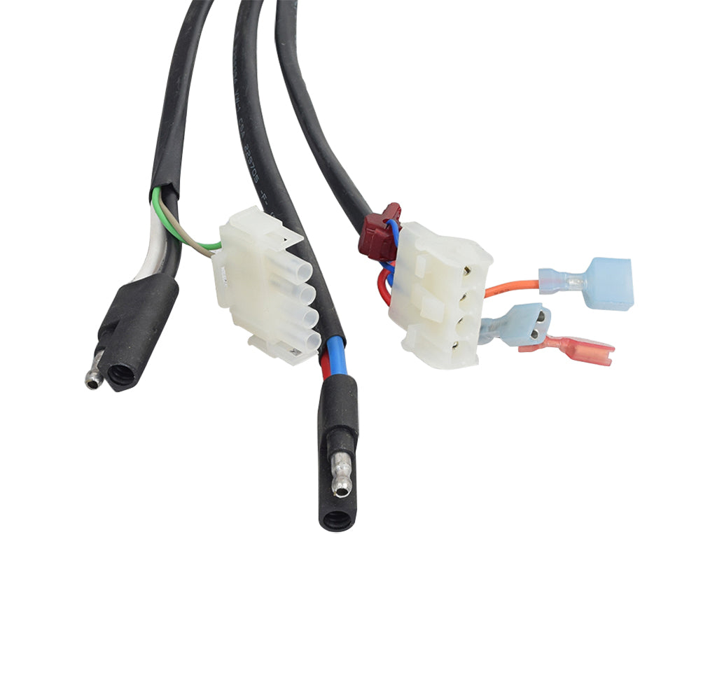 Controller Conversion Kit for the Rascal 230, 235, 240, 245, and 305 Mobility Scooters, showing a close-up of the wiring harness and white connector, essential parts of the Dynamic Rhino controller.