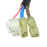 Close-up of the Battery to Controller Harness for the Rascal AutoGo 550, showing several colored electrical wires and a white plastic connector, essential for maintaining scooter functionality.