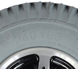 10x3 (3.00-4, 260x85) Foam-Filled Rear Wheel Assembly for Merits Pioneer 3 & 4 scooters, featuring a solid tire with a snazzy rim, designed for a smooth, flat-free ride.