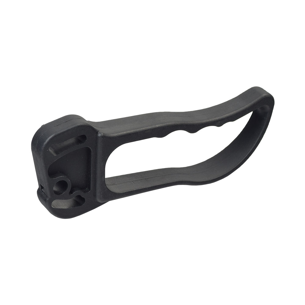 Brake Handle for Merits Walkers: A black plastic handle with a lever, featuring multiple holes. Designed for easy installation on either side of Merits rollators, ensuring optimal functionality and mobility.