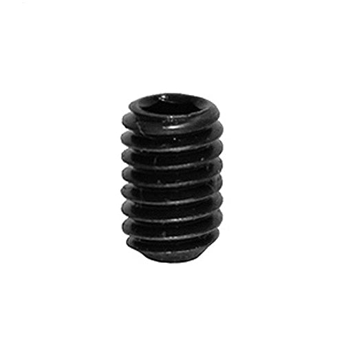 Close-up of M4-.7x6 mm Set Screw (SCRSETS1007), a black, hex-headed, cup point screw designed for securing the throttle lever to the potentiometer on Pride and Go-Go mobility scooters.