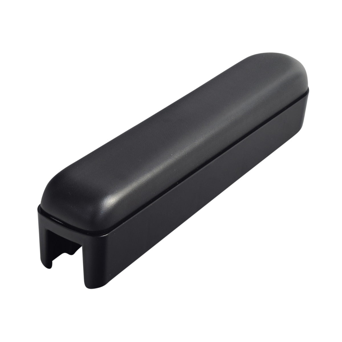 Long Black Armrest Pad for Merits and Rascal Power Chairs, featuring a rectangular black design with a central hole, compatible with Merits P310, P320, P326A, and various Rascal models.