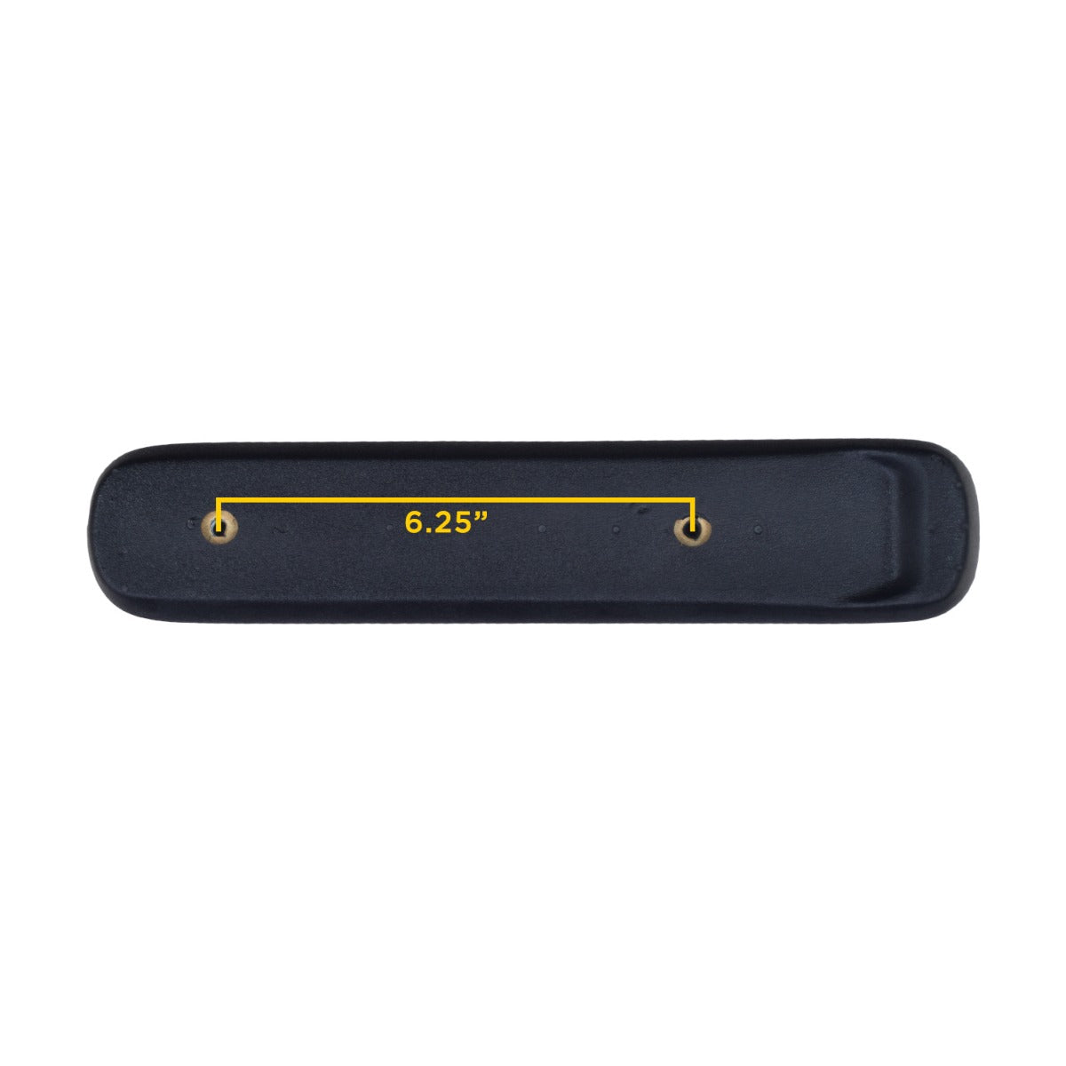 Armrest Pad for Merits and Rascal Mobility Scooters, a black rectangular vinyl pad with yellow text, designed as a genuine factory replacement for Merits and Rascal brand scooters.