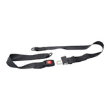 60 Seat Belt for the Merits Atlantis 1 (P710), Atlantis 2 (P720), & Gemini (P301) Power Chairs, featuring a close-up of a black seat belt with a red button for secure rider protection.