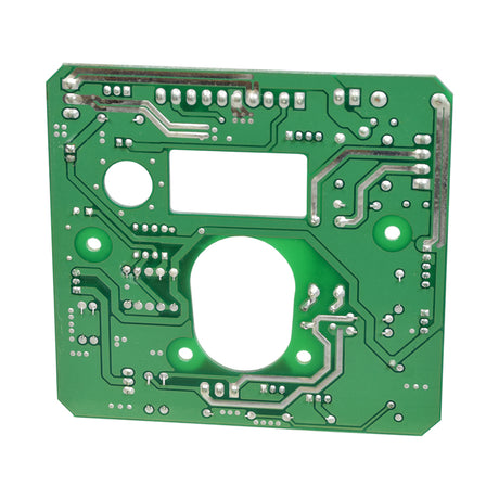 Upper Console PC Board for the Merits Pioneer 10 Mobility Scooter, featuring a green circuit board with many small holes, crucial for the scooter's electronics, excluding case components and wire harnesses.