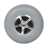 10x3 (3.00-4, 260x85) Flat-Free Front Wheel Assembly for Merits Pioneer 4, featuring a gray tire with a silver rim and pre-mounted 6003ZZ bearings and spacer.