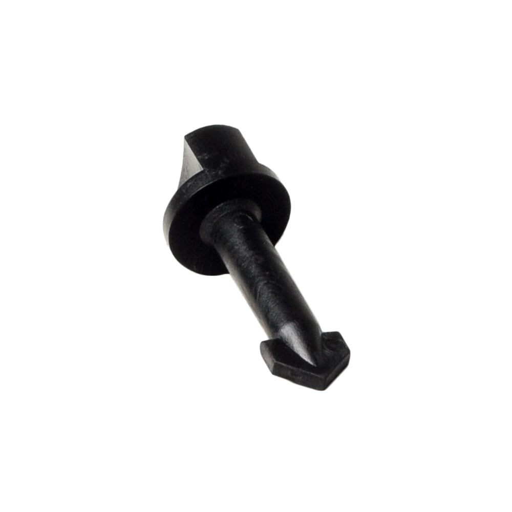 Battery Shroud Cover Fastener for Merits Vision Sport, a black plastic and metal object with a pointed tip, designed for easy push and twist securing of the battery shroud on the power chair.