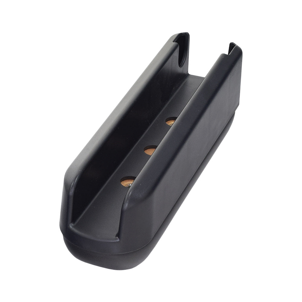 Armrest Pad for the Merits P312 Convertible Power Chair, featuring a full length black plastic holder with holes, designed for thick padded black vinyl armrest pads.