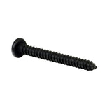 M4x35 mm Zinc Phillips Round Head Self-Tapping Machine Screw (SCRPRH1028), close-up of a black round head screw, essential for attaching the basket bracket to the tiller's front panel on Pride Mobility's Legend XL.