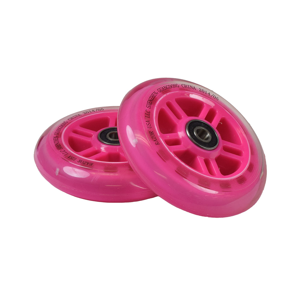 98 mm Razor A Kick Scooter Wheels with Bearings, set of 2, featuring durable polyurethane material and ABEC-5 bearings.