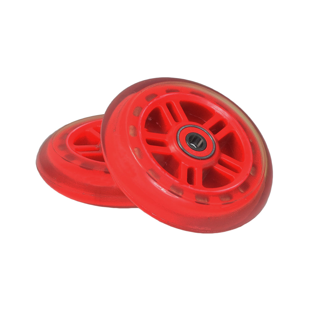 98 mm Kick Scooter Wheels with Bearings (Set of 2) - A pair of durable polyurethane wheels with ABEC-5 bearings, designed for various kick scooter models.