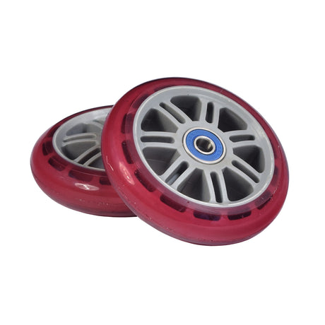 98 mm Kick Scooter Wheels with Bearings (Set of 2) - durable polyurethane wheels featuring integrated ABEC-5 bearings, suitable for various kick scooter models.