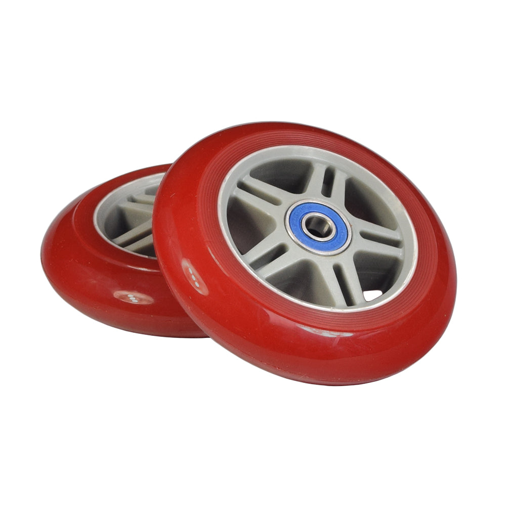 98 mm Razor A Kick Scooter Wheels with Bearings (Set of 2) showing two durable polyurethane wheels with ABEC-5 bearings, designed for various Razor Kick Scooter models including Razor A and A2.