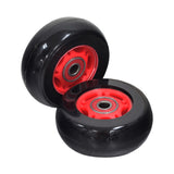 76 mm x 30 mm Caster Wheels for the Razor Crazy Cart (V7+), Crazy Cart DLX (V1+), Crazy Cart Shift (V1+), and Crazy Cart XL (V3+). Set of 2 black wheels with red rims.