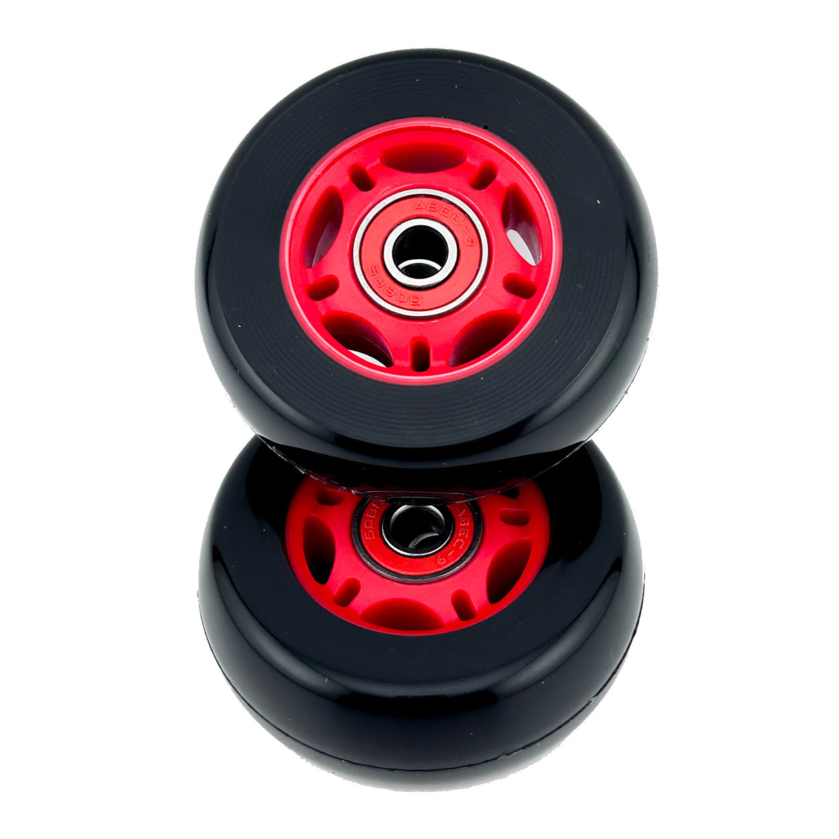 76 mm x 30 mm caster wheels for Razor Crazy Cart (V7+), DLX (V1+), Shift (V1+), & XL (V3+) (Set of 2), featuring a wider, flatter tire design for less carpet wear.