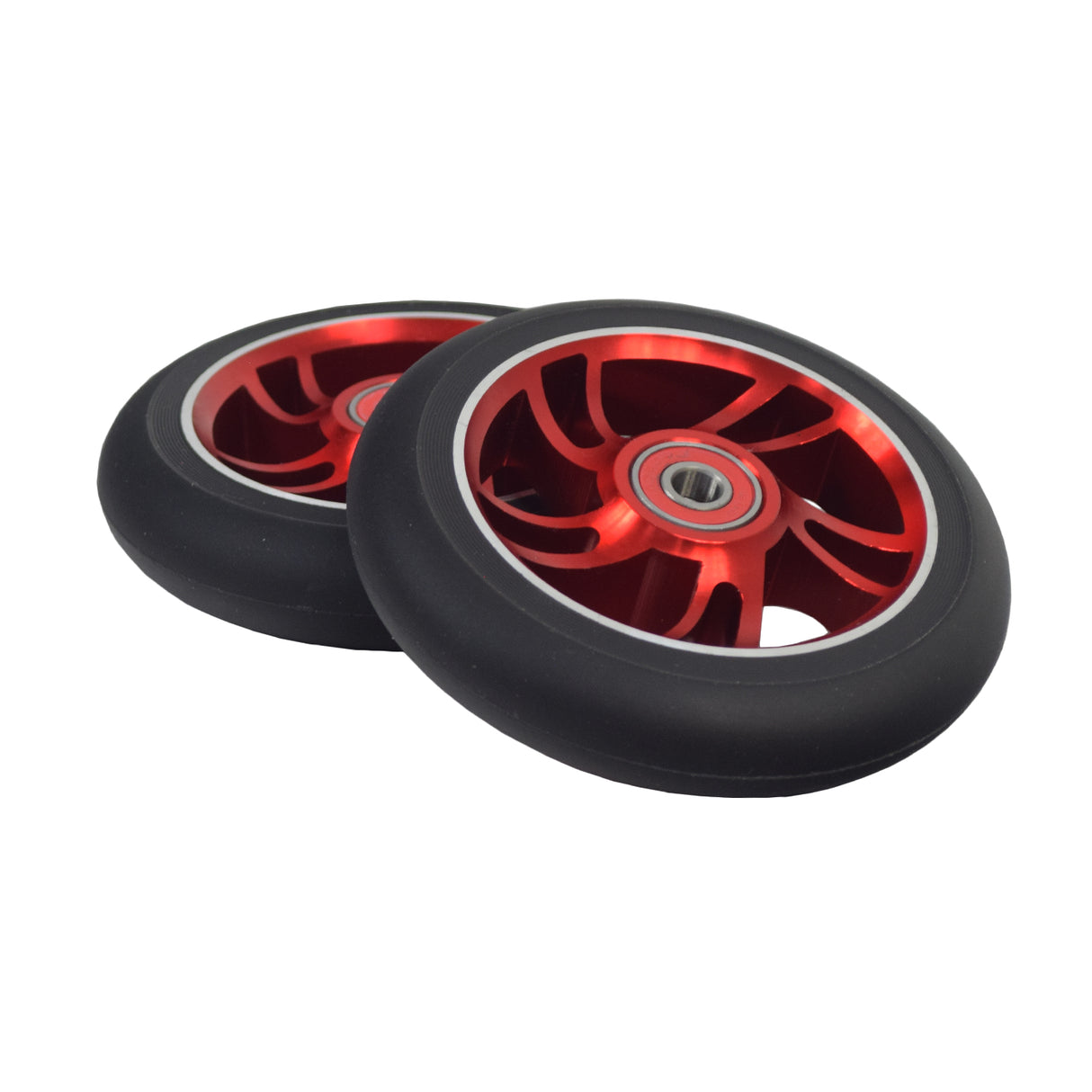 110 mm AlveyTech 5-Spoke Curved Pro Kick Scooter Wheels (Set of 2), featuring a sleek double 5-spoke design, ideal for enhancing performance and durability in professional scooter riding.