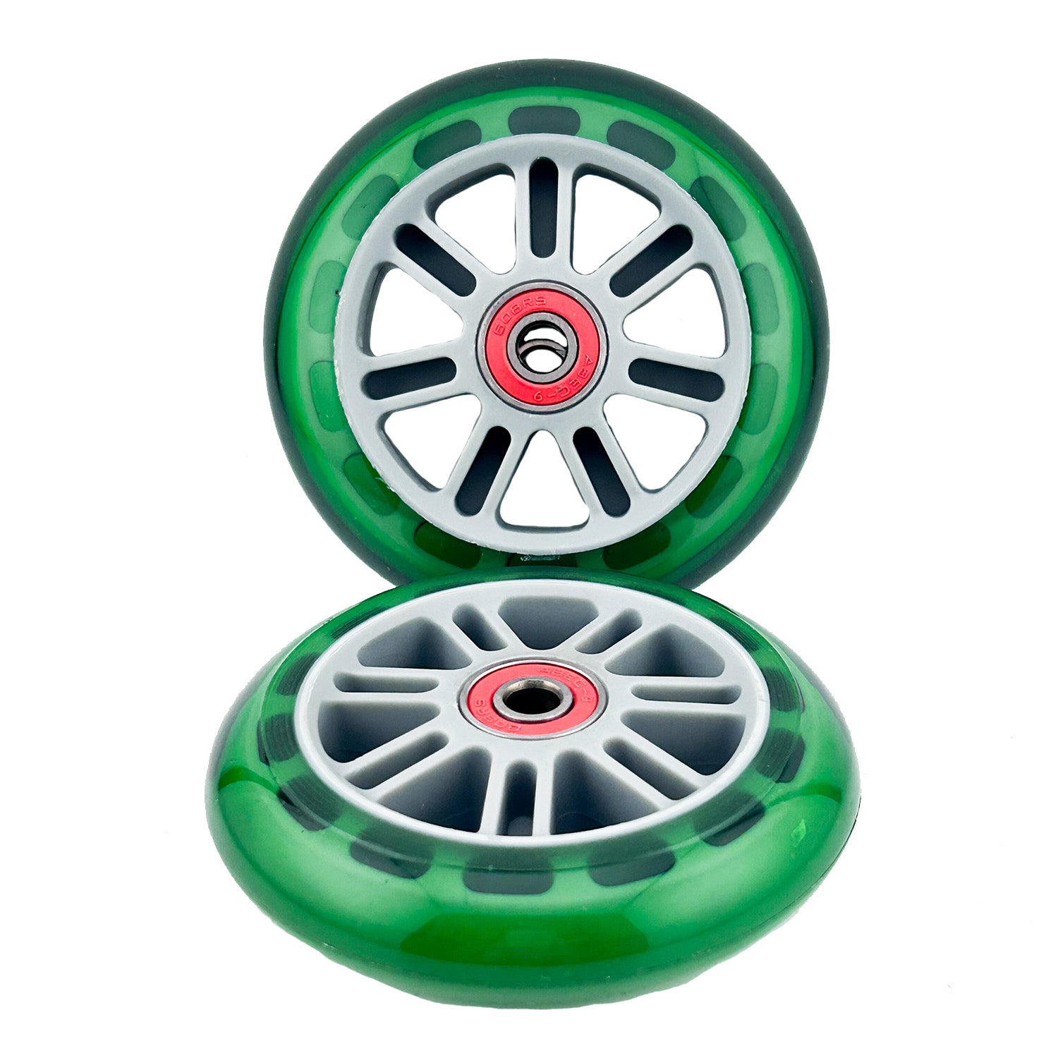 98 mm Razor A Kick Scooter Wheels with Bearings (Set of 2), featuring durable polyurethane material and ABEC-5 bearings. Suitable for Razor A, A2, Sweet Pea, and compatible models.