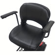 15" x 14" stadium-style seat for the Golden Buzzaround CarryOn GB120 scooter, black vinyl cushion with backrest.