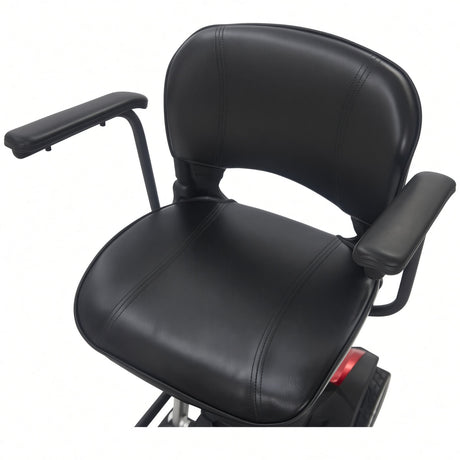 15" x 14" stadium-style seat for the Golden Buzzaround CarryOn GB120 scooter, black vinyl cushion with backrest.