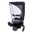 Maximum Protection Weatherbreaker Canopy for Scooters & Power Chairs, showing a wheelchair with a cover and transparent side curtains for full protection.