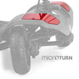 MBA-0081 red accessory shroud pieces shown in color on the front of a Golden Buzzaround LT, rest of the scooter greyed out