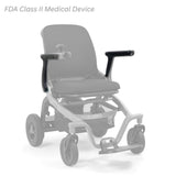 MBS-0020 left and MBS-0021 right seat arm assemblies shown in color on the Golden Ally GP303, rest of the chair greyed out