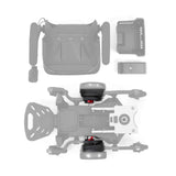 Top view of the Golden Buzzaround CarryOn GP130 base with both drive motors (MBX-0007 right, MBX-0008 left) in color, rest of the chair greyed out